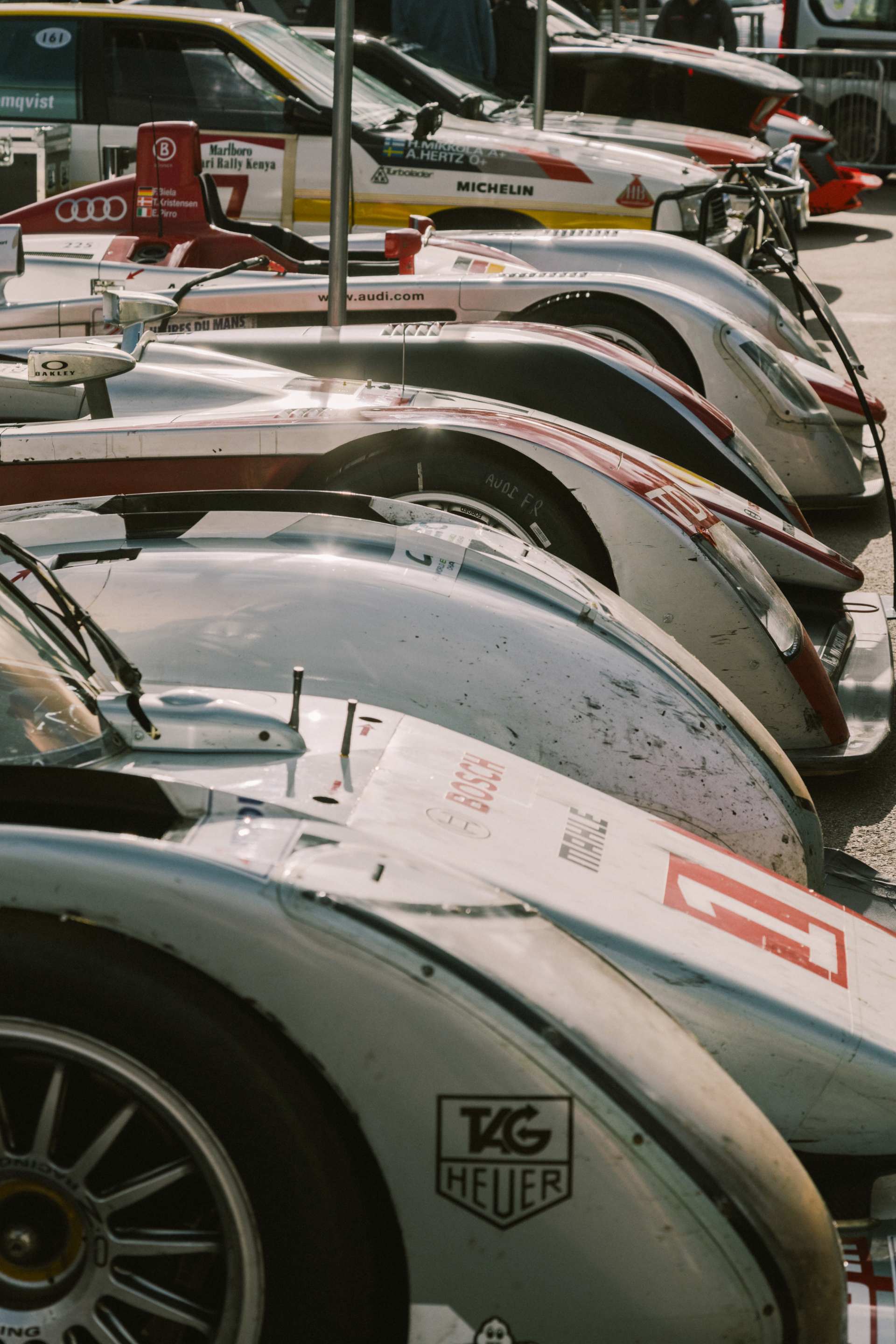 Several Audi racing cars.